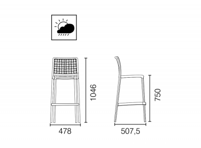Комплект пластиковых барных стульев PAPATYA Fame-S Bar 75 Set 2 стеклопластик тортора Фото 2