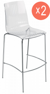 Комплект прозрачных барных стульев PAPATYA X-Treme BSL Set 2 сталь, поликарбонат хромированный, прозрачный Фото 1
