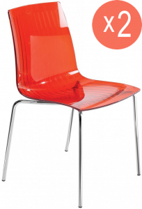 Комплект прозрачных стульев PAPATYA X-Treme S Set 2 сталь, поликарбонат хромированный, красный Фото 1