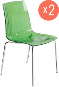 Комплект прозрачных стульев PAPATYA X-Treme S Set 2 сталь, поликарбонат хромированный, зеленый Фото 1
