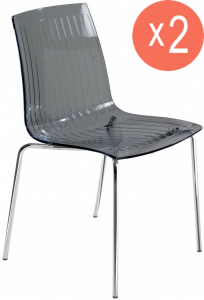 Комплект прозрачных стульев PAPATYA X-Treme S Set 2 сталь, поликарбонат хромированный, дымчатый Фото 1