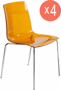 Комплект прозрачных стульев PAPATYA X-Treme S Set 4 сталь, поликарбонат хромированный, оранжевый Фото 1