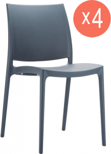 Комплект пластиковых стульев Siesta Contract Maya Set 4 пластик темно-серый Фото 1