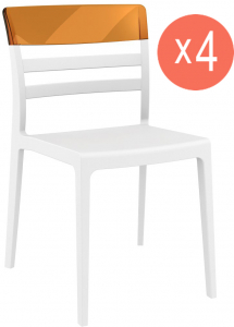 Комплект пластиковых стульев Siesta Contract Moon Set 4 стеклопластик, поликарбонат белый, янтарный Фото 1