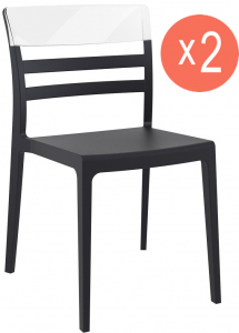 Комплект пластиковых стульев Siesta Contract Moon Set 2 стеклопластик, поликарбонат черный, прозрачный Фото 1