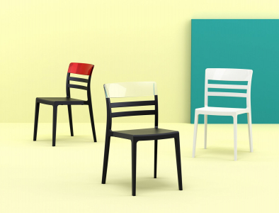 Комплект пластиковых стульев Siesta Contract Moon Set 4 стеклопластик, поликарбонат черный, прозрачный Фото 10
