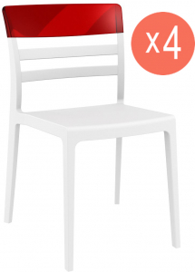 Комплект пластиковых стульев Siesta Contract Moon Set 4 стеклопластик, поликарбонат белый, красный Фото 1