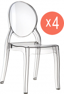 Комплект прозрачных стульев Siesta Contract Elizabeth Set 4 поликарбонат прозрачный Фото 1