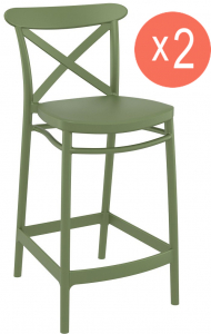Комплект пластиковых полубарных стульев Siesta Contract Cross Bar 65 Set 2 стеклопластик оливковый Фото 1