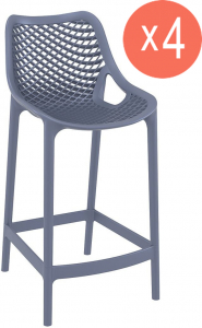 Комплект пластиковых полубарных стульев Siesta Contract Air Bar 65 Set 4 стеклопластик темно-серый Фото 1