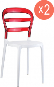 Комплект пластиковых стульев Siesta Contract Miss Bibi Set 2 стеклопластик, поликарбонат белый, красный Фото 1