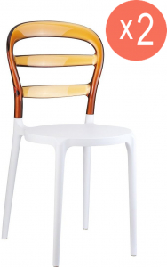 Комплект пластиковых стульев Siesta Contract Miss Bibi Set 2 стеклопластик, поликарбонат белый, янтарный Фото 1