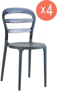 Комплект пластиковых стульев Siesta Contract Miss Bibi Set 4 стеклопластик, поликарбонат темно-серый Фото 1