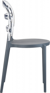 Комплект пластиковых стульев Siesta Contract Miss Bibi Set 2 стеклопластик, поликарбонат темно-серый, прозрачный Фото 4