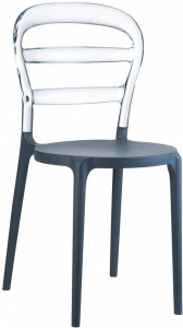 Комплект пластиковых стульев Siesta Contract Miss Bibi Set 2 стеклопластик, поликарбонат темно-серый, прозрачный Фото 7