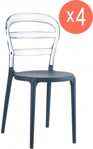 Комплект пластиковых стульев Siesta Contract Miss Bibi Set 4 стеклопластик, поликарбонат темно-серый, прозрачный Фото 1
