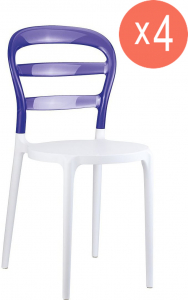 Комплект пластиковых стульев Siesta Contract Miss Bibi Set 4 стеклопластик, поликарбонат белый, фиолетовый Фото 1