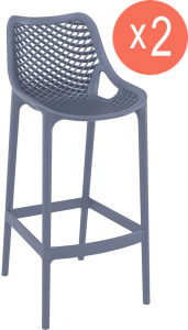 Комплект пластиковых барных стульев Siesta Contract Air Bar 75 Set 2 стеклопластик темно-серый Фото 1