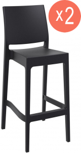 Комплект пластиковых барных стульев Siesta Contract Maya Bar 75 Set 2 стеклопластик черный Фото 1