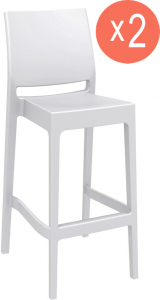 Комплект пластиковых барных стульев Siesta Contract Maya Bar 75 Set 2 стеклопластик белый Фото 1