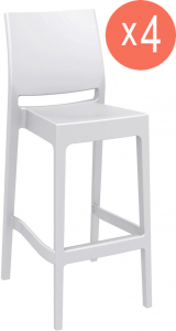 Комплект пластиковых барных стульев Siesta Contract Maya Bar 75 Set 4 стеклопластик белый Фото 1