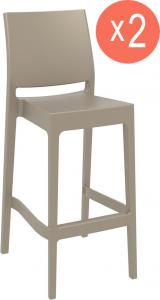 Комплект пластиковых барных стульев Siesta Contract Maya Bar 75 Set 2 стеклопластик бежевый Фото 1