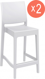 Комплект пластиковых полубарных стульев Siesta Contract Maya Bar 65 Set 2 стеклопластик белый Фото 1