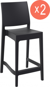 Комплект пластиковых полубарных стульев Siesta Contract Maya Bar 65 Set 2 стеклопластик черный Фото 1