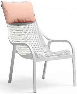 Лаунж-кресло пластиковое с подушкой Nardi Net Lounge стеклопластик, акрил белый, розовый Фото 1