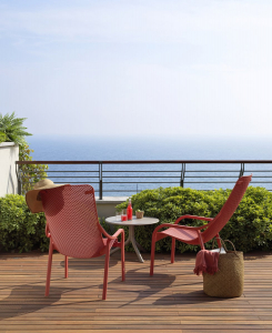 Лаунж-кресло пластиковое с подушкой Nardi Net Lounge стеклопластик, акрил коралловый, розовый Фото 9