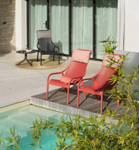Лаунж-кресло пластиковое с подушкой Nardi Net Lounge стеклопластик, Sunbrella антрацит, серый Фото 9