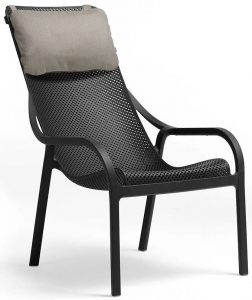 Лаунж-кресло пластиковое с подушкой Nardi Net Lounge стеклопластик, Sunbrella антрацит, серый Фото 1