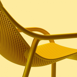 Лаунж-кресло пластиковое с подушкой Nardi Net Lounge стеклопластик, Sunbrella горчичный, серый Фото 11