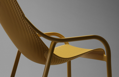 Лаунж-кресло пластиковое с подушкой Nardi Net Lounge стеклопластик, Sunbrella горчичный, серый Фото 12