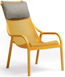 Лаунж-кресло пластиковое с подушкой Nardi Net Lounge стеклопластик, Sunbrella горчичный, серый Фото 1
