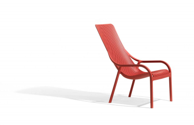 Лаунж-кресло пластиковое с подушкой Nardi Net Lounge стеклопластик, Sunbrella коралловый, серый Фото 15