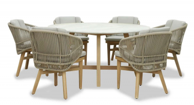 Комплект деревянной мебели Tagliamento Mali эвкалипт, алюминий, роуп, ткань натуральный Фото 7