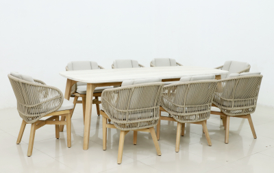 Комплект деревянной мебели Tagliamento Mali эвкалипт, алюминий, роуп, полиэстер натуральный Фото 6