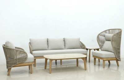 Комплект деревянной мебели Tagliamento Mali эвкалипт, алюминий, роуп, ткань натуральный Фото 15