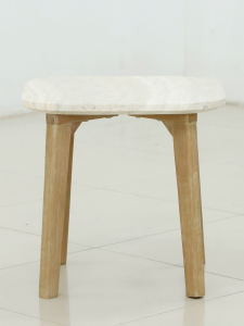 Столик деревянный кофейный Tagliamento Mali эвкалипт, искусственный камень Travertin натуральный Фото 4