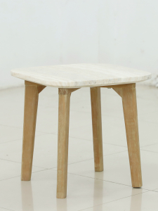 Столик деревянный кофейный Tagliamento Mali эвкалипт, искусственный камень Travertin натуральный Фото 6