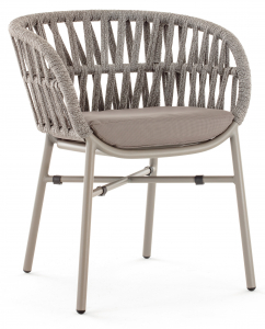 Кресло плетеное с подушкой Grattoni Tahiti алюминий, роуп, текстилен тортора, серебристый серый, тортора Фото 1