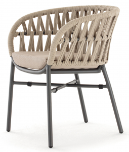 Кресло плетеное с подушкой Grattoni Tahiti алюминий, роуп, олефин axroma антрацит, серый, тортора Фото 4