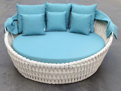 Лаунж-диван плетеный Tagliamento Samui алюминий, роуп, ткань бежевый, белый, бирюзовый Фото 7