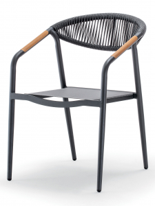 Кресло плетеное текстиленовое Grattoni Maui алюминий, роуп, текстилен антрацит, темно-серый, серебристо-черный Фото 1