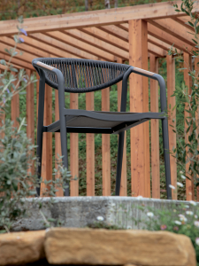 Кресло плетеное текстиленовое Grattoni Maui алюминий, роуп, текстилен антрацит, темно-серый, серебристо-черный Фото 4
