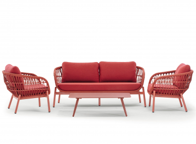 Комплект лаунж мебели Grattoni Elba алюминий, роуп, олефин красный Фото 1