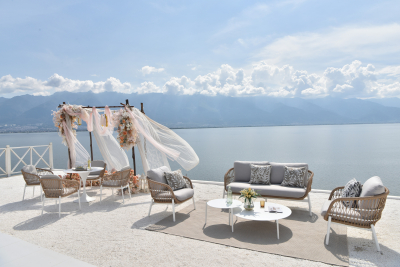 Комплект лаунж мебели Grattoni Elba алюминий, роуп, олефин белый, натуральный, шампанское Фото 5