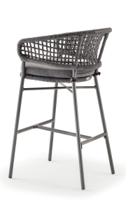 Кресло плетеное барное с подушкой Grattoni Atol алюминий, роуп, олефин антрацит, темно-серый, серый Фото 4