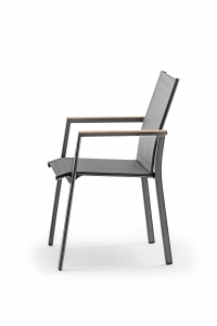 Кресло металлическое текстиленовое Grattoni Alpha алюминий, тик, текстилен темно-серый, натуральный Фото 5